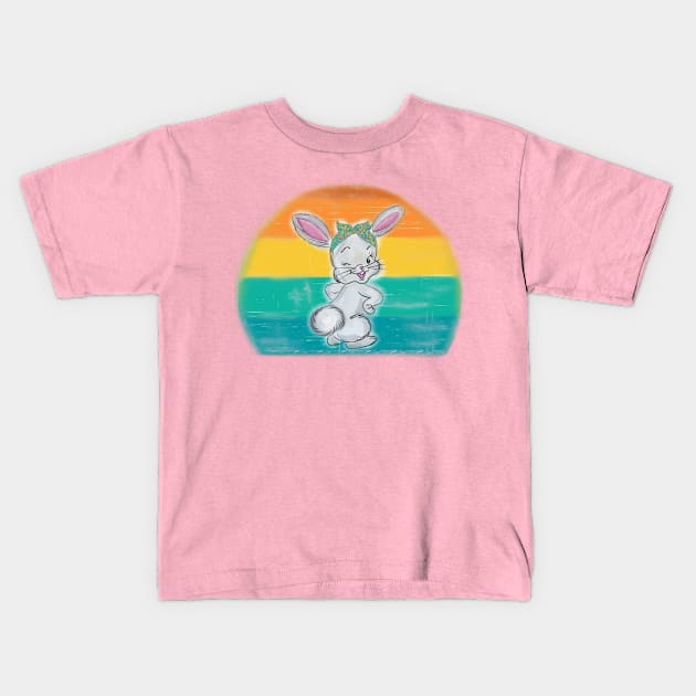 Vintage retro Easter bunny Kids T-Shirt by Sheila’s Studio